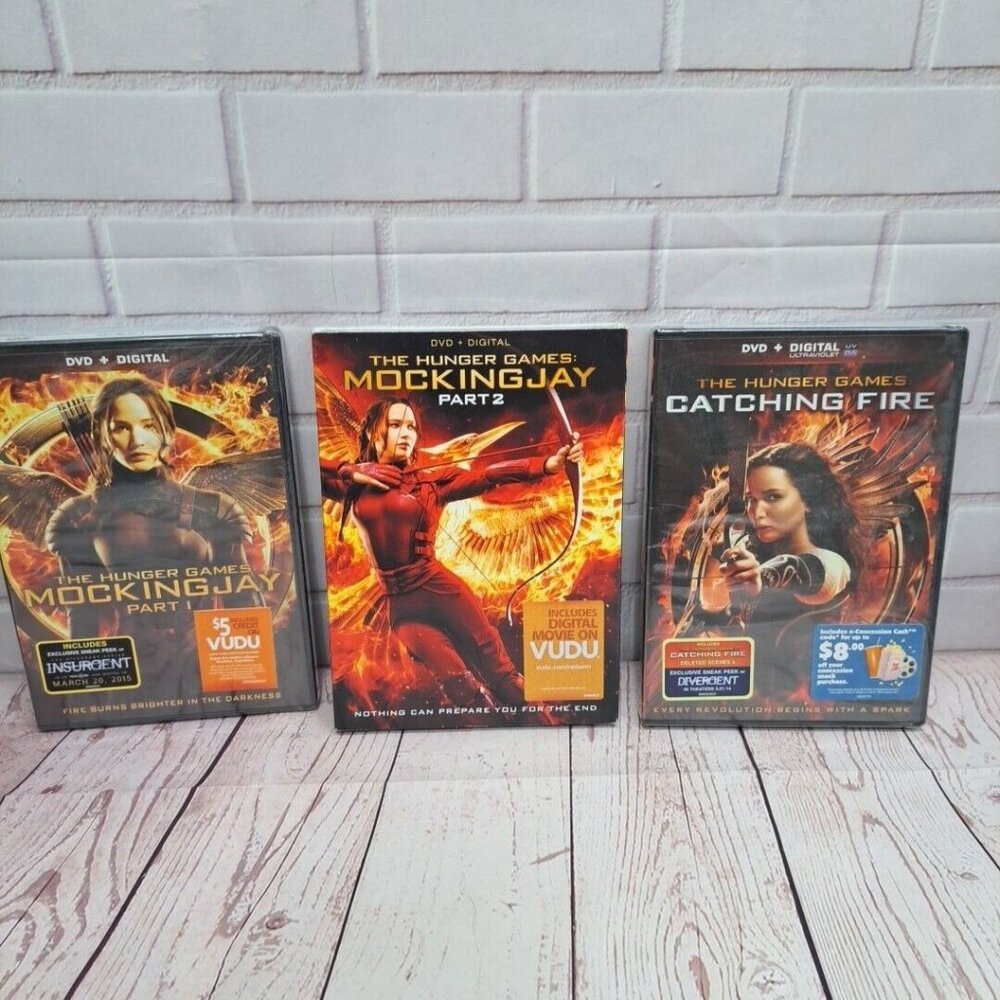 The Hunger Games DVD Movie Bundle - Catching Fire, Mockingjay Part 1 &‎ 2 Sealed